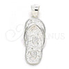 Sterling Silver Fancy Pendant, Shoes and Turtle Design, Polished,, 05.398.0057