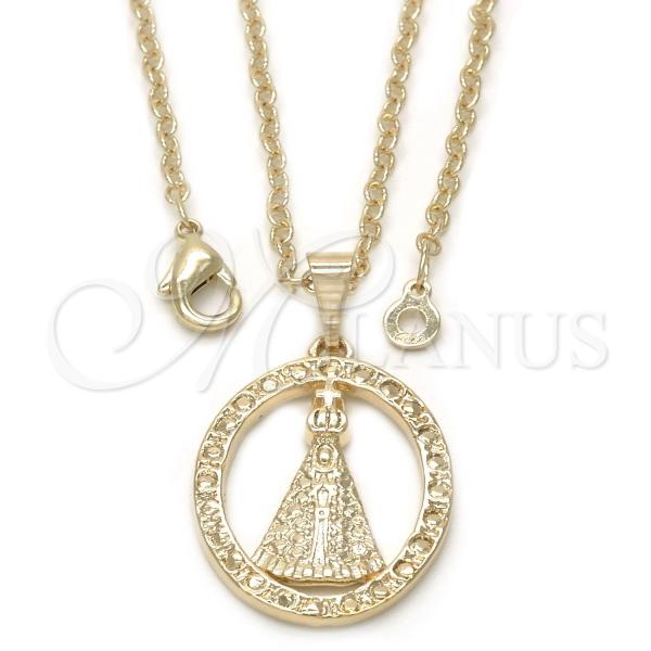 Oro Laminado Pendant Necklace, Gold Filled Style Caridad del Cobre Design, Polished, Golden Finish, 04.09.0064.18