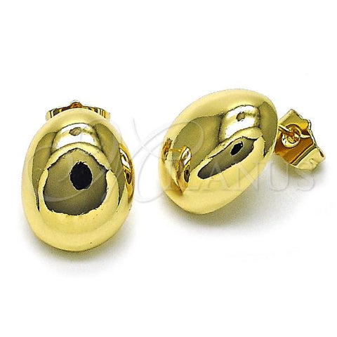 Oro Laminado Stud Earring, Gold Filled Style Ball Design, Polished, Golden Finish, 02.156.0690