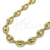 Oro Laminado Fancy Necklace, Gold Filled Style Puff Mariner Design, Polished, Golden Finish, 04.372.0002.24