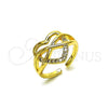 Oro Laminado Elegant Ring, Gold Filled Style Heart and Infinite Design, with White Cubic Zirconia, Polished, Golden Finish, 01.310.0041