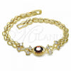 Oro Laminado Fancy Bracelet, Gold Filled Style with Garnet and White Cubic Zirconia, Polished, Golden Finish, 03.357.0013.2.07