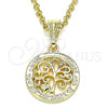 Oro Laminado Fancy Pendant, Gold Filled Style Tree and Heart Design, Polished, Golden Finish, 05.351.0078