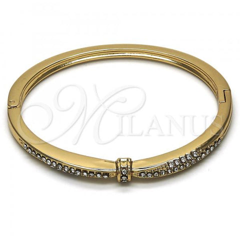 Oro Laminado Individual Bangle, Gold Filled Style with White Crystal, Polished, Golden Finish, 07.307.0012.04 (04 MM Thickness, Size 4 - 2.25 Diameter)