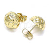 Oro Laminado Stud Earring, Gold Filled Style Diamond Cutting Finish, Golden Finish, 02.100.0121