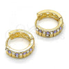 Oro Laminado Huggie Hoop, Gold Filled Style with Amethyst and White Crystal, Polished, Golden Finish, 02.165.0143.6
