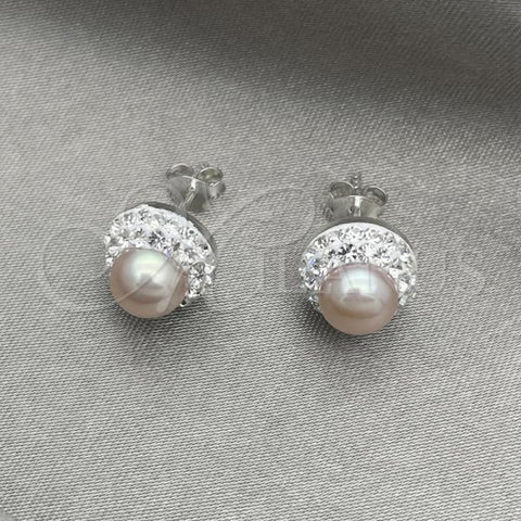 Sterling Silver Stud Earring, with Rose Pearl, Polished, Silver Finish, 02.399.0061