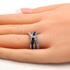 Rhodium Plated Multi Stone Ring, with Sapphire Blue and White Cubic Zirconia, Polished, Rhodium Finish, 01.210.0045.5.09 (Size 9)