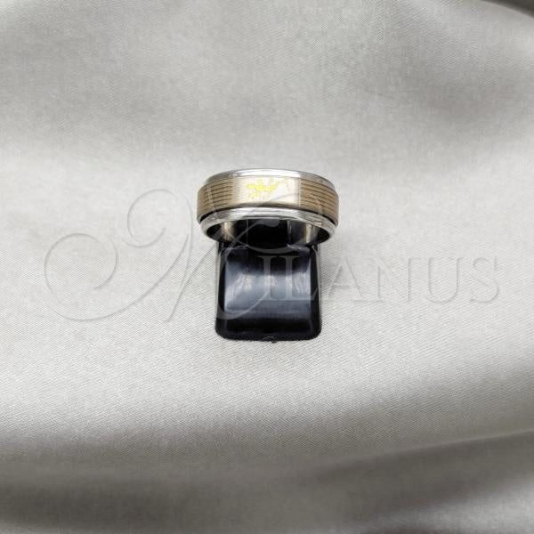 Stainless Steel Mens Ring, Double Design, Polished, Golden Finish, 01.63.0685.08