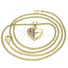 Oro Laminado Pendant Necklace, Gold Filled Style Heart Design, with Garnet and White Micro Pave, Polished, Golden Finish, 04.156.0354.1.20