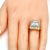 Oro Laminado Multi Stone Ring, Gold Filled Style with White Cubic Zirconia, Polished, Golden Finish, 01.205.0012.4.08 (Size 8)