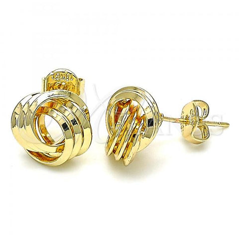 Oro Laminado Stud Earring, Gold Filled Style Polished, Golden Finish, 02.63.1704