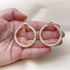 Oro Laminado Medium Hoop, Gold Filled Style Hollow Design, Diamond Cutting Finish, Tricolor, 02.213.0311.1.40