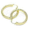 Oro Laminado Large Hoop, Gold Filled Style Hollow Design, Diamond Cutting Finish, Golden Finish, 02.170.0313.40