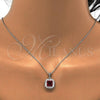 Sterling Silver Earring and Pendant Adult Set, with Garnet and White Cubic Zirconia, Polished, Rhodium Finish, 10.286.0026
