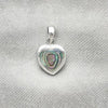 Sterling Silver Fancy Pendant, Heart Design, with Volcano Opal, Polished, Silver Finish, 05.410.0007.1