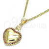 Oro Laminado Pendant Necklace, Gold Filled Style Heart Design, with Garnet Micro Pave, Polished, Golden Finish, 04.156.0320.2.20