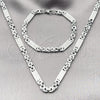 Stainless Steel Necklace and Bracelet, Infinite Design, Polished, Steel Finish, 06.363.0058