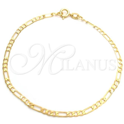 Oro Laminado Basic Bracelet, Gold Filled Style Figaro Design, Polished, Golden Finish, 04.58.0022.07