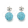 Sterling Silver Stud Earring, with Aqua Blue Crystal, Polished, Rhodium Finish, 02.332.0042.7