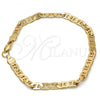 Gold Tone Basic Bracelet, Mariner Design, Polished, Golden Finish, 04.242.0032.09GT