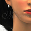 Sterling Silver Huggie Hoop, with White Micro Pave, Polished, Rhodium Finish, 02.175.0030.12