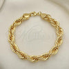 Oro Laminado Basic Bracelet, Gold Filled Style Rope Design, Polished, Golden Finish, 03.331.0139.09