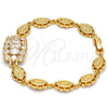 Oro Laminado Fancy Bracelet, Gold Filled Style with White Cubic Zirconia, Polished, Golden Finish, 03.221.0018.07