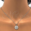 Sterling Silver Earring and Pendant Adult Set, with White Cubic Zirconia, Polished, Rhodium Finish, 10.175.0040