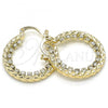 Oro Laminado Small Hoop, Gold Filled Style with White Crystal, Diamond Cutting Finish, Golden Finish, 02.122.0104.25