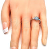 Rhodium Plated Multi Stone Ring, Evil Eye Design, with Sapphire Blue and White Micro Pave, Turquoise Enamel Finish, Rhodium Finish, 01.60.0004.1.08 (Size 8)