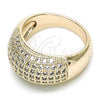 Oro Laminado Multi Stone Ring, Gold Filled Style with White Micro Pave, Polished, Golden Finish, 01.346.0012.07