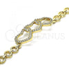 Oro Laminado Fancy Bracelet, Gold Filled Style Heart Design, with White Micro Pave, Polished, Golden Finish, 03.283.0213.07