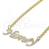 Oro Laminado Pendant Necklace, Gold Filled Style Nameplate Design, Polished, Tricolor, 04.63.1385.1.18