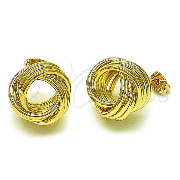 Oro Laminado Stud Earring, Gold Filled Style Chunky Design, Polished, Golden Finish, 02.213.0692