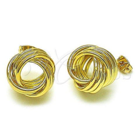 Oro Laminado Stud Earring, Gold Filled Style Chunky Design, Polished, Golden Finish, 02.213.0692