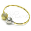 Oro Laminado Individual Bangle, Gold Filled Style Ball Design, Matte Finish, Two Tone, 07.383.0002