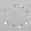 Sterling Silver Fancy Anklet, Rolo Design, Polished, Silver Finish, 03.409.0066.10