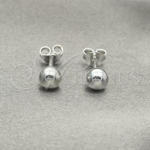 Sterling Silver Stud Earring, Ball Design, Polished, Silver Finish, 02.401.0055.05