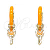 Oro Laminado Huggie Hoop, Gold Filled Style key Design, Orange Enamel Finish, Golden Finish, 02.213.0211.2.12
