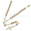 Oro Laminado Medium Rosary, Gold Filled Style Divino Niño and Crucifix Design, Polished, Golden Finish, 09.118.0012.24