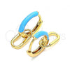 Oro Laminado Huggie Hoop, Gold Filled Style Lock Design, Turquoise Enamel Finish, Golden Finish, 02.213.0216.3.12