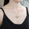 Oro Laminado Pendant Necklace, Gold Filled Style Heart Design, Polished, Golden Finish, 04.117.0007.20