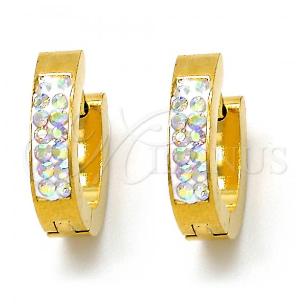 Stainless Steel Huggie Hoop, with  Crystal, Polished, Golden Finish, 02.216.0014.1.15