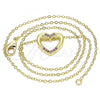 Oro Laminado Pendant Necklace, Gold Filled Style Heart Design, with Ruby Micro Pave, Polished, Golden Finish, 04.156.0329.1.20