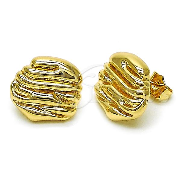 Oro Laminado Stud Earring, Gold Filled Style Polished, Golden Finish, 02.195.0311