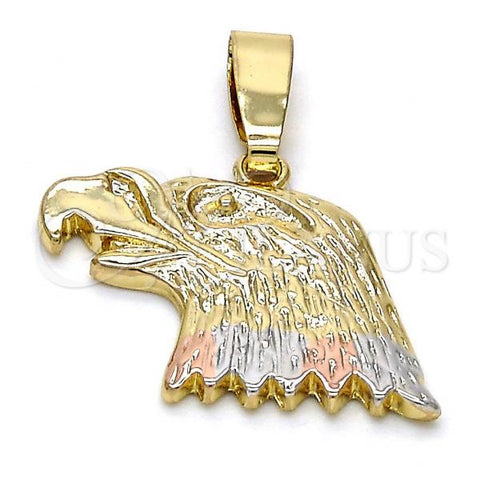 Oro Laminado Fancy Pendant, Gold Filled Style Eagle Design, Polished, Tricolor, 5.180.012