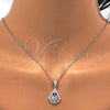 Sterling Silver Earring and Pendant Adult Set, Teardrop Design, with White Cubic Zirconia, Polished, Rhodium Finish, 10.175.0051