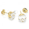 Oro Laminado Stud Earring, Gold Filled Style with White Cubic Zirconia, Polished, Golden Finish, 5.128.027