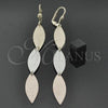 Oro Laminado Long Earring, Gold Filled Style Leaf Design, Matte Finish, Tricolor, 5.094.012